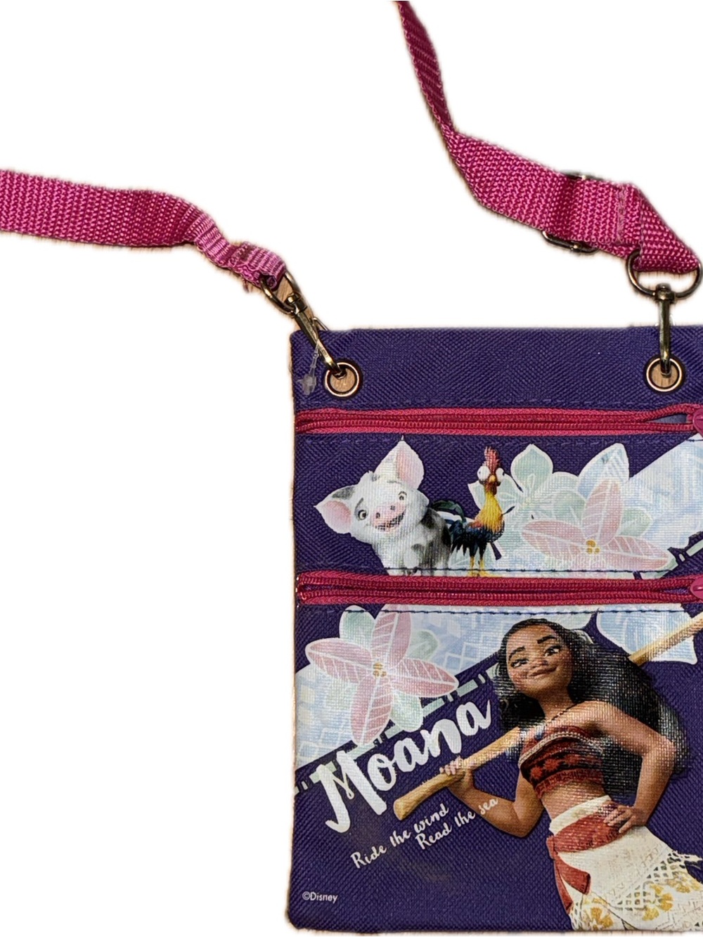 Disney Purple Moana Crossbody Bag with Pink Strap